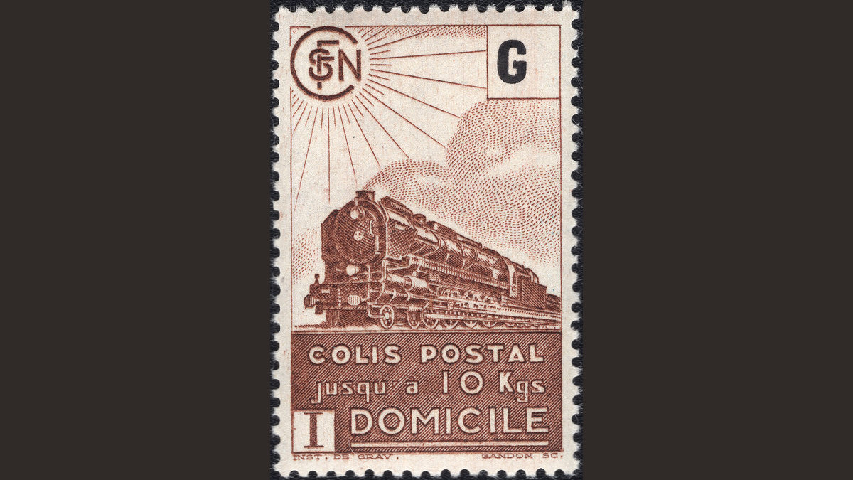 1. Франция, 1945 год, № PP 183. Паровоз. Железнодорожные мотивы.