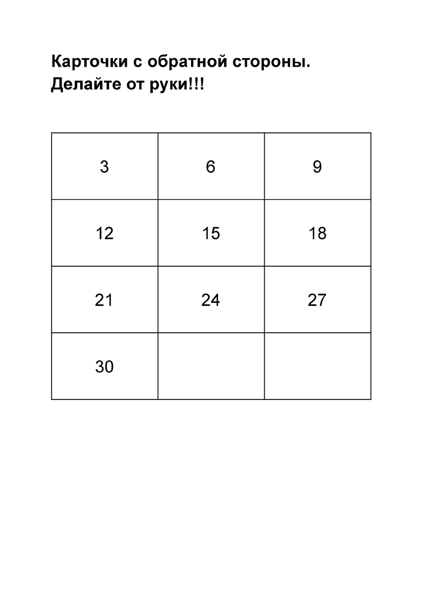 карточки умножения на 3 (для печати)