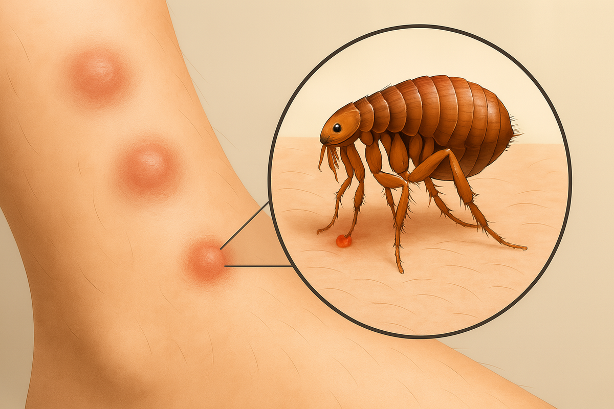 Как выглядят укусы блох 