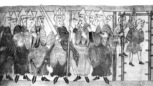 Суровый суд саксонского короля над противниками. Миниатюра. XI в.
