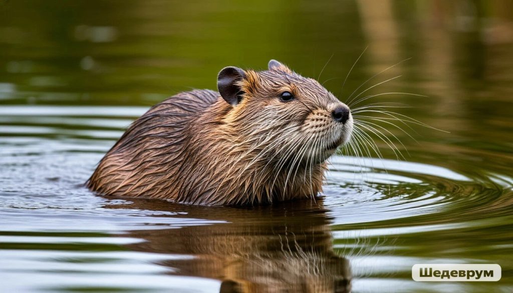 Ондатра. Сгенерировано Шедеврум📷    Что за зверь речной? Или какие полуводные млекопитающие обитают в Волгоградской области
