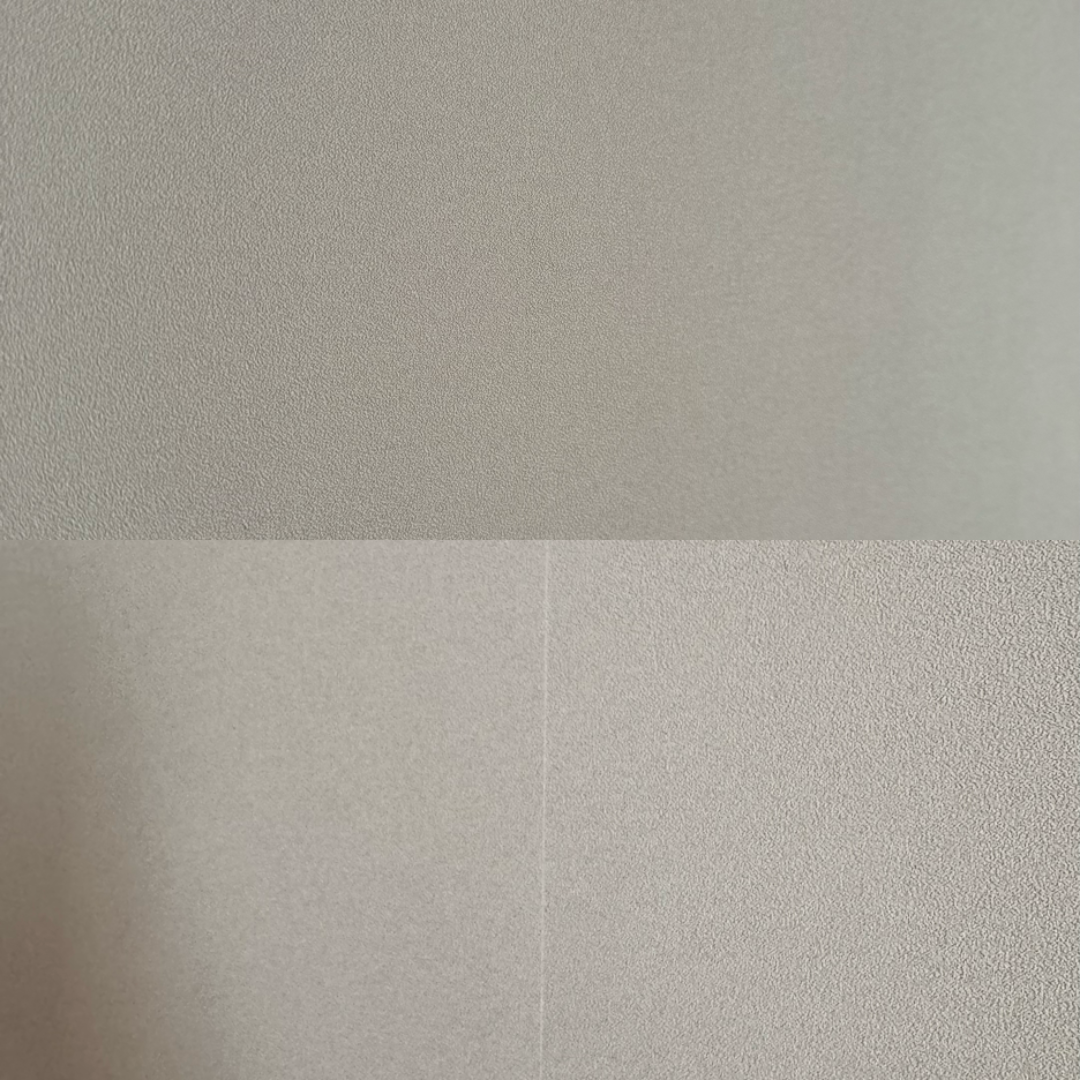 Сверху и снизу одно место на стене, только под разным углом, только сверху стык не виден, а снизу сразу заметен.