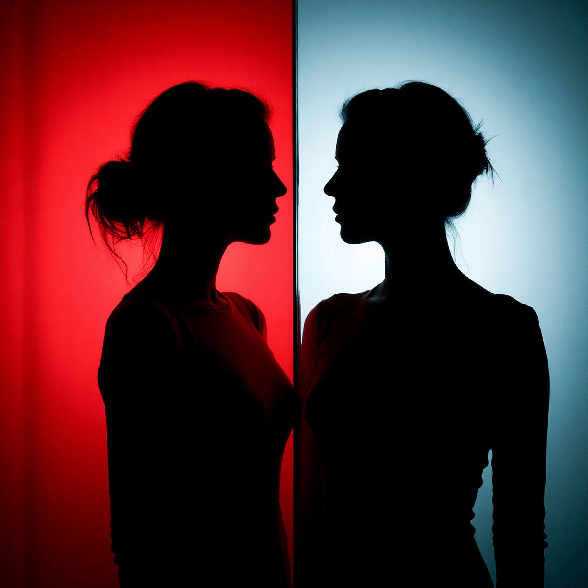 Силуэт человека и его искаженная тень.