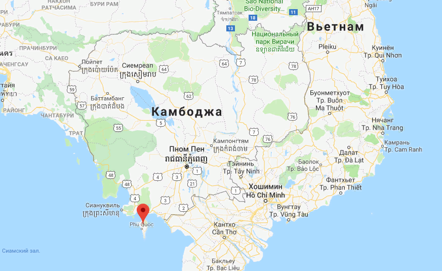 о. Фукуок на карте 