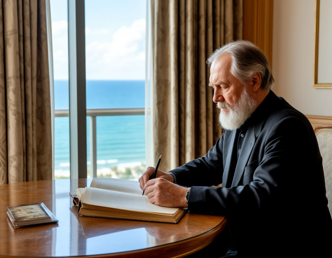 Лев Николаевич Толстой за работой 