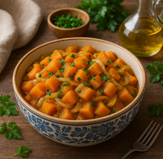 Тыква тушёная с луком кухни мира с Дарикой