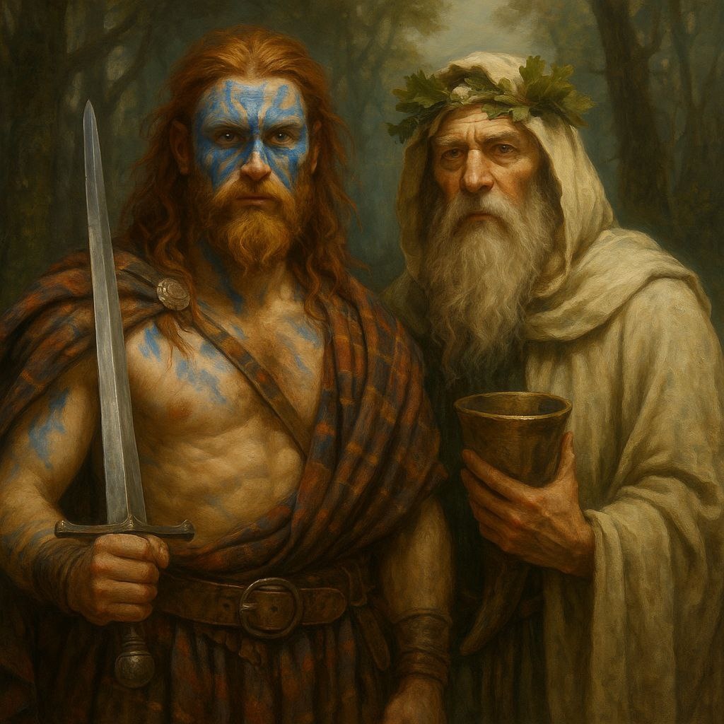 Кельтский воин и мудрый друид — духи леса, меча и древней магии. Такие ребята легко бы вкатились в сериал "Ведьмак", но у них всё было по-настоящему. 🌲⚔️