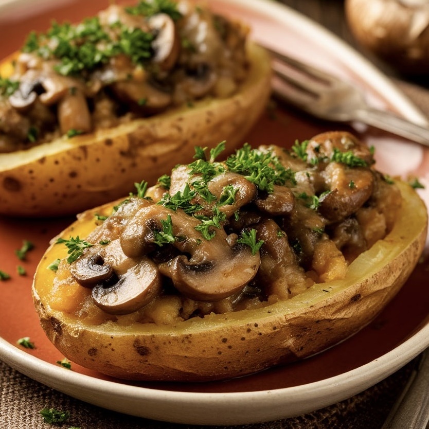 Картофель, фаршированный грибами