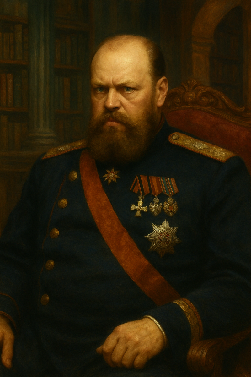 Император Александр III. Портрет XIX века. Реконструкция.