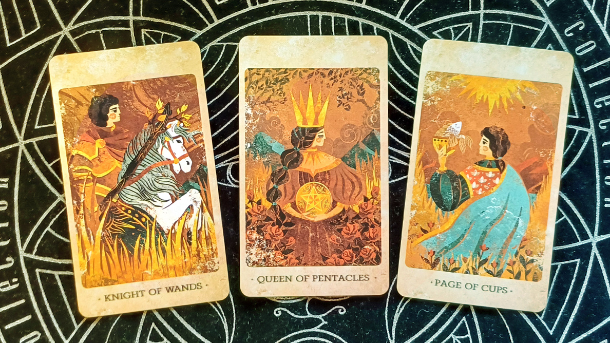 Овен: Рыцарь жезлов + Королева пентаклей + Паж кубков