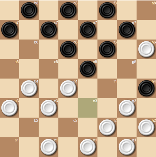 1…ab6 2.fe3! (2.gf4 3…dc5x     2. a5 c5 2… f4x   1.cd2  fg5 2.h8 bc5 3…d4 4…g7x) =