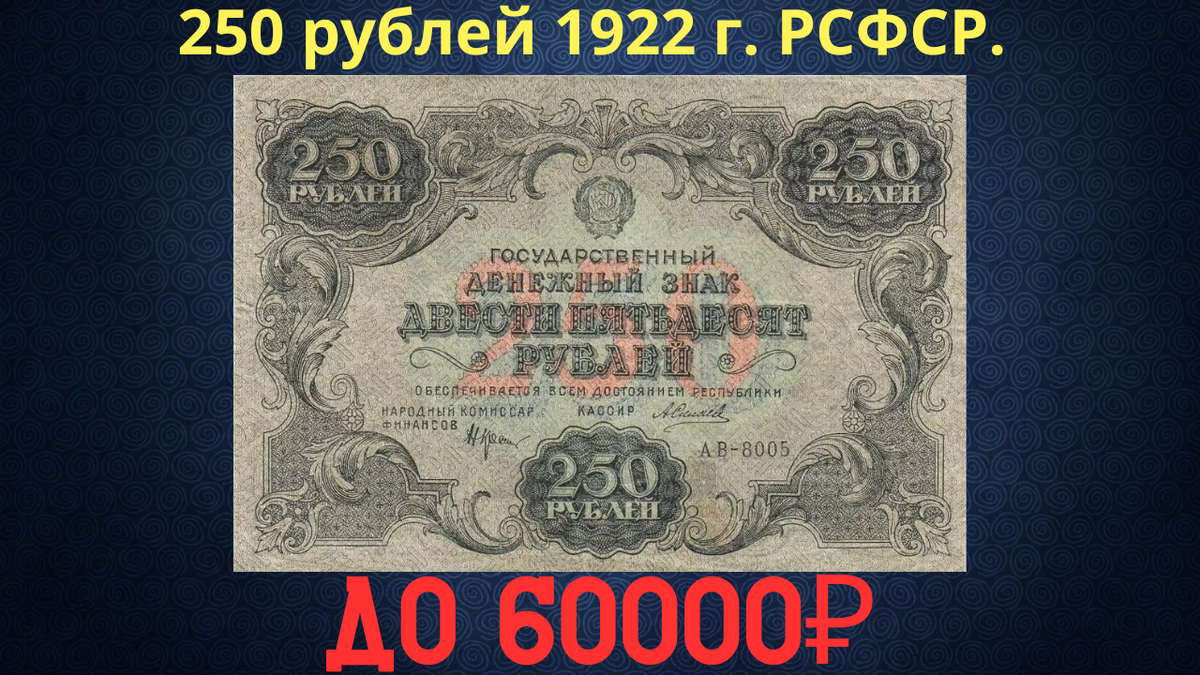 Банкнота 250 рублей 1922 года. РСФСР. 