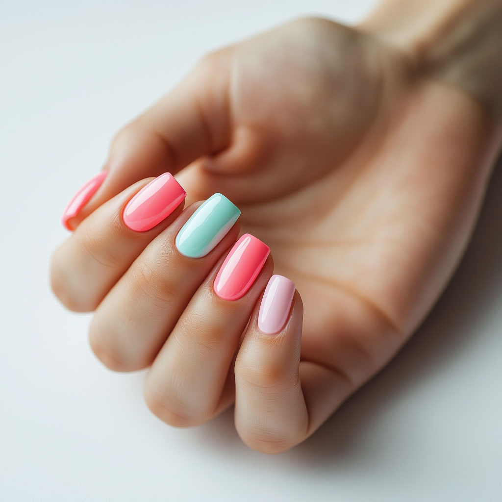 Неоновый розовый и мятная пастель