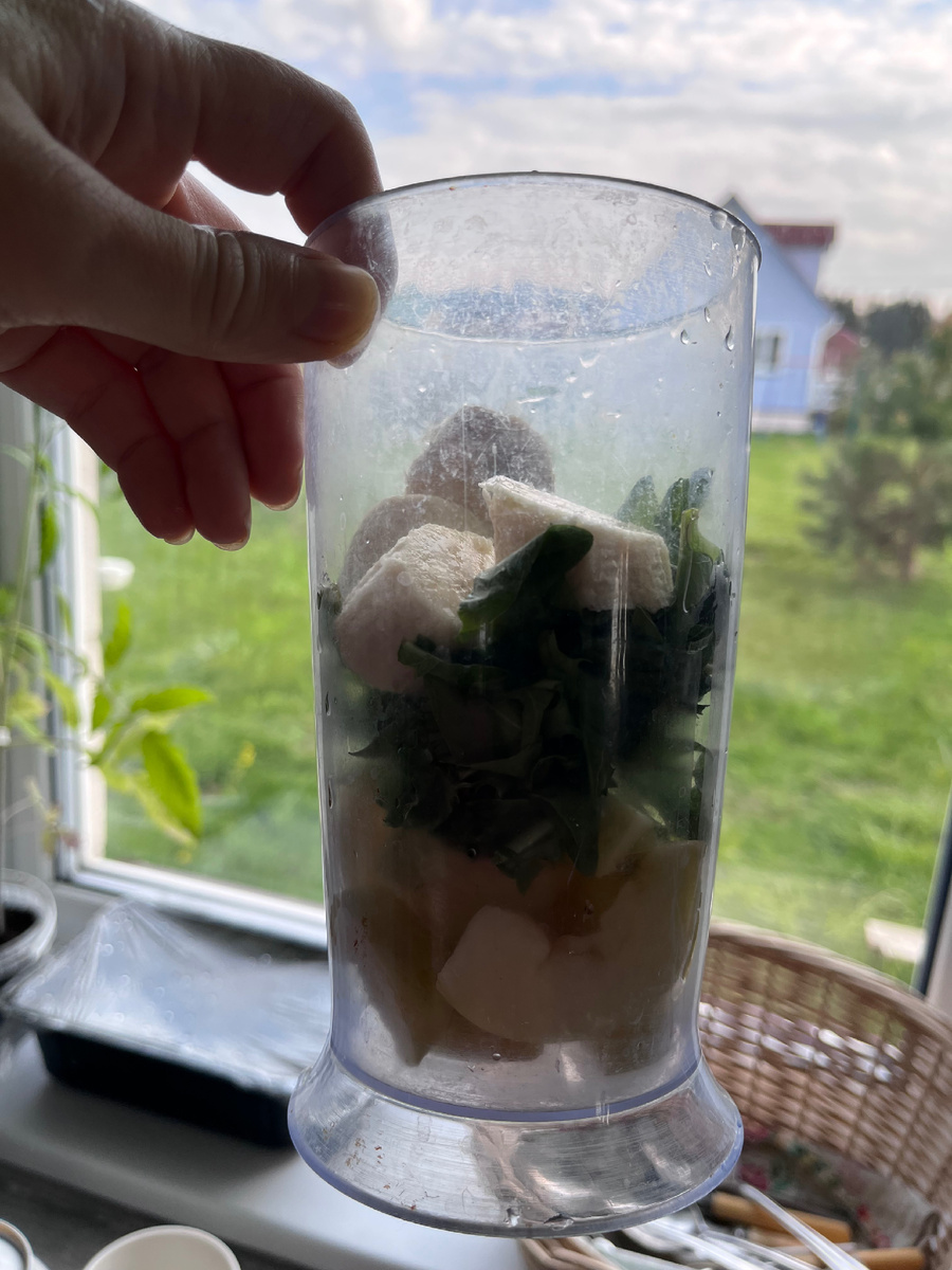 Банан с щавелем, буду блендерить