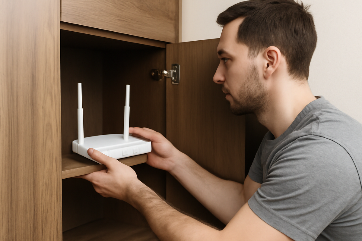 Избегайте размещения роутера в закрытых шкафах для лучшей вентиляции