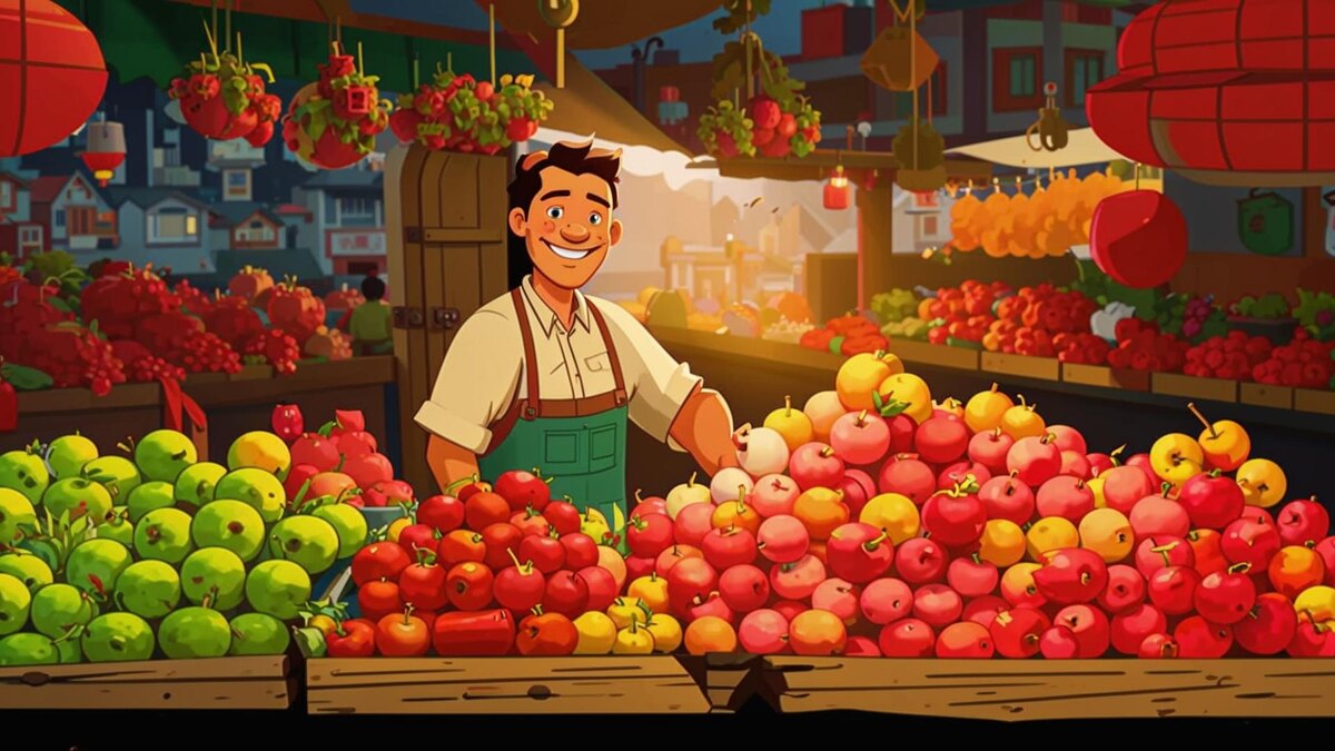 Иллюстрация нейросети к басне Олеси Емельяновой "Яблоки".