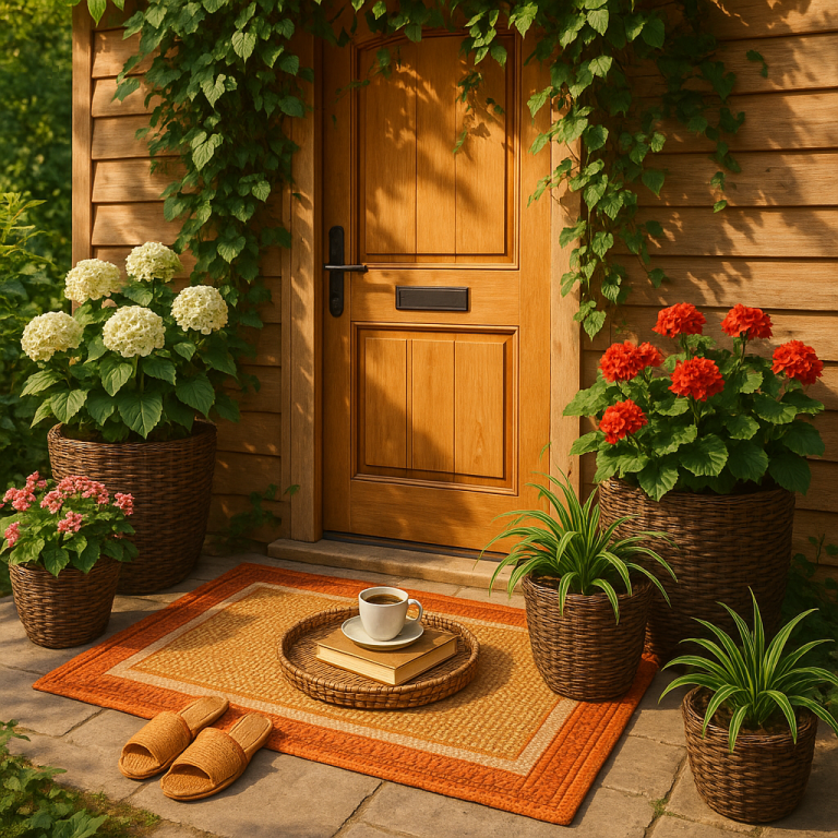   Как украсить входную зону дачи: коврики и кашпо из искусственного ротанга для уютного гнездышка Loza