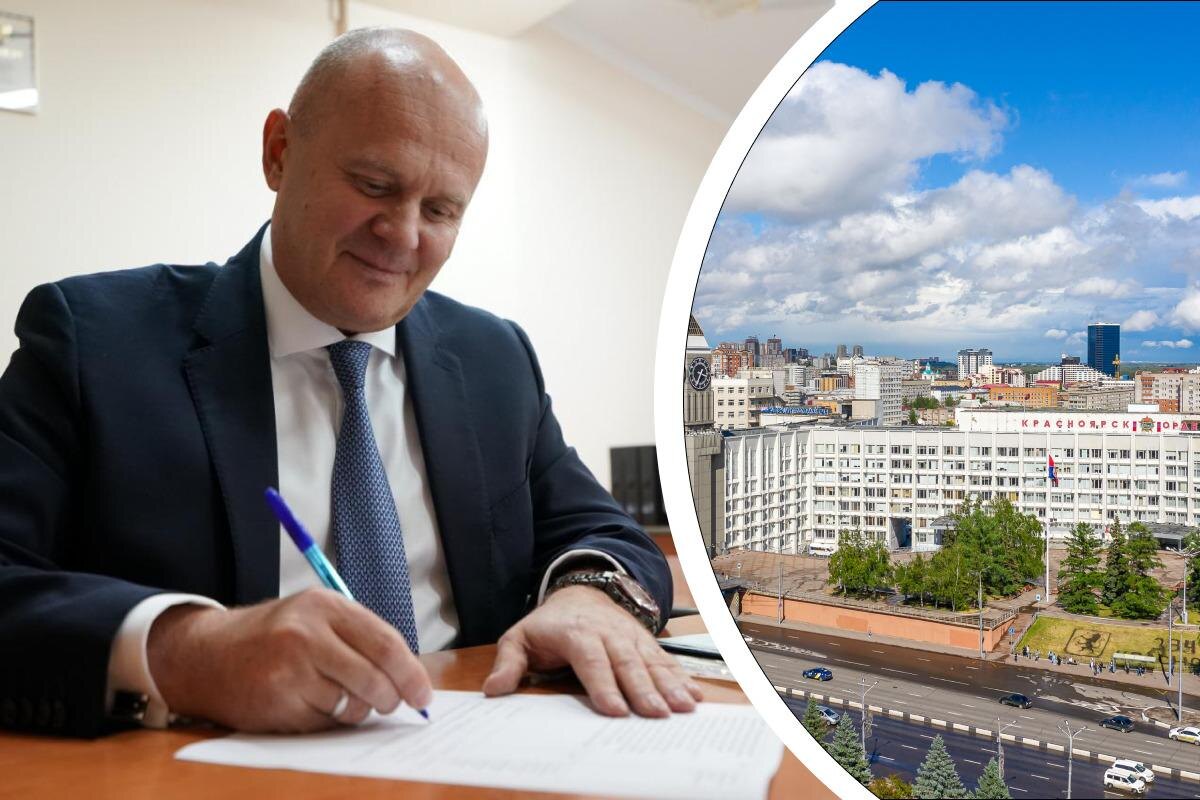 Мэр города Красноярск за работой.