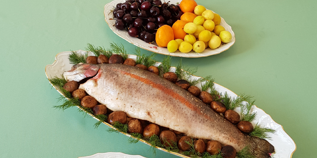 Форель с шампиньонами