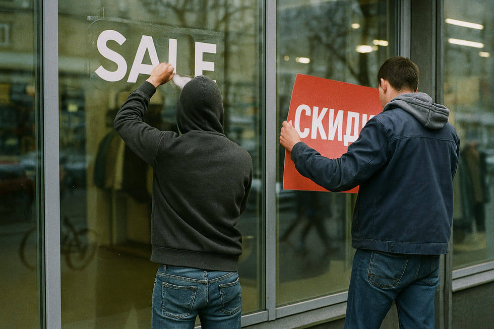 Смена английского SALE на русский СКИДКИ