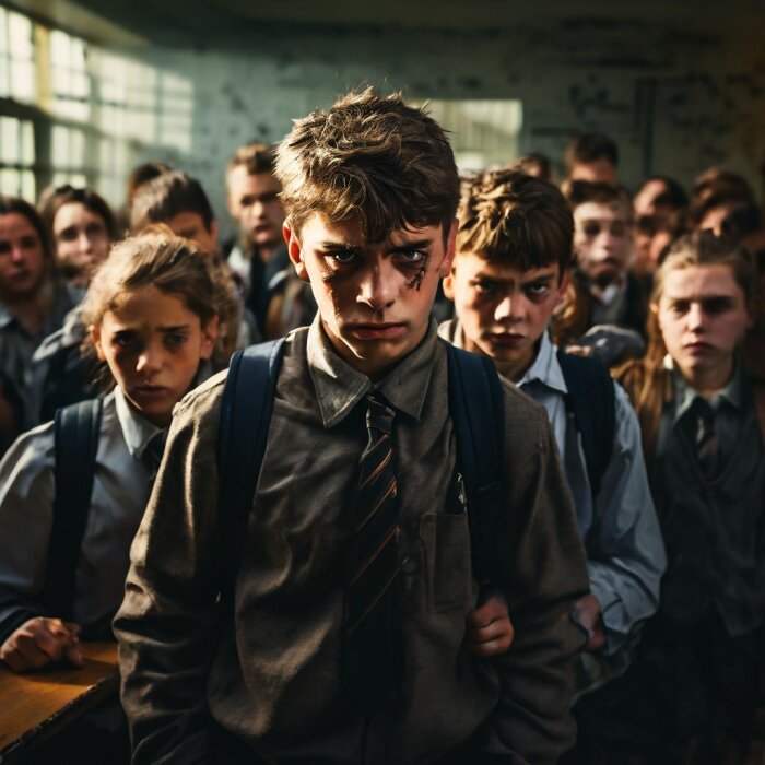 Травля в школе - общемировая проблема / изображение сгенерировано нейросетью flyvi.io   