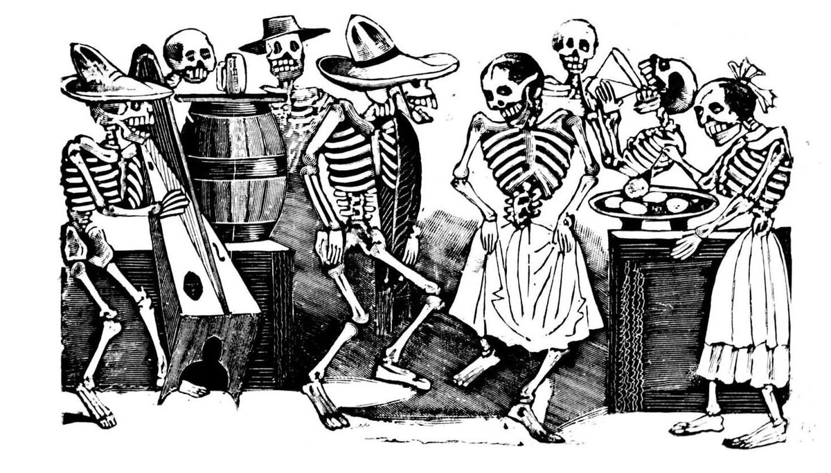 Хосе Гваделупа Посада, "Народный танец за гробом" (в мире мертвых)