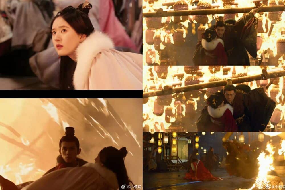    Момент спасения во время пожара (справа) похож на сцену из дорамы «Любовь подобна звёздам» (слева)