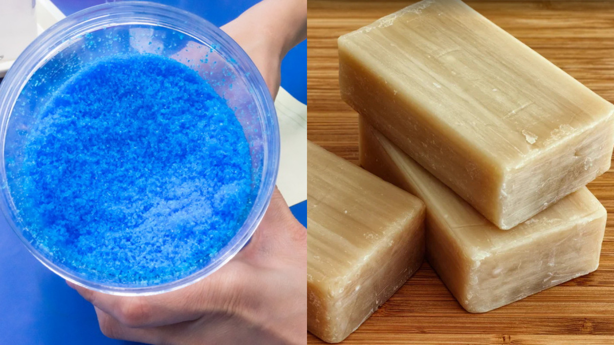 Простые компоненты дедовского способа - медный купорос и хозяйственное мыло