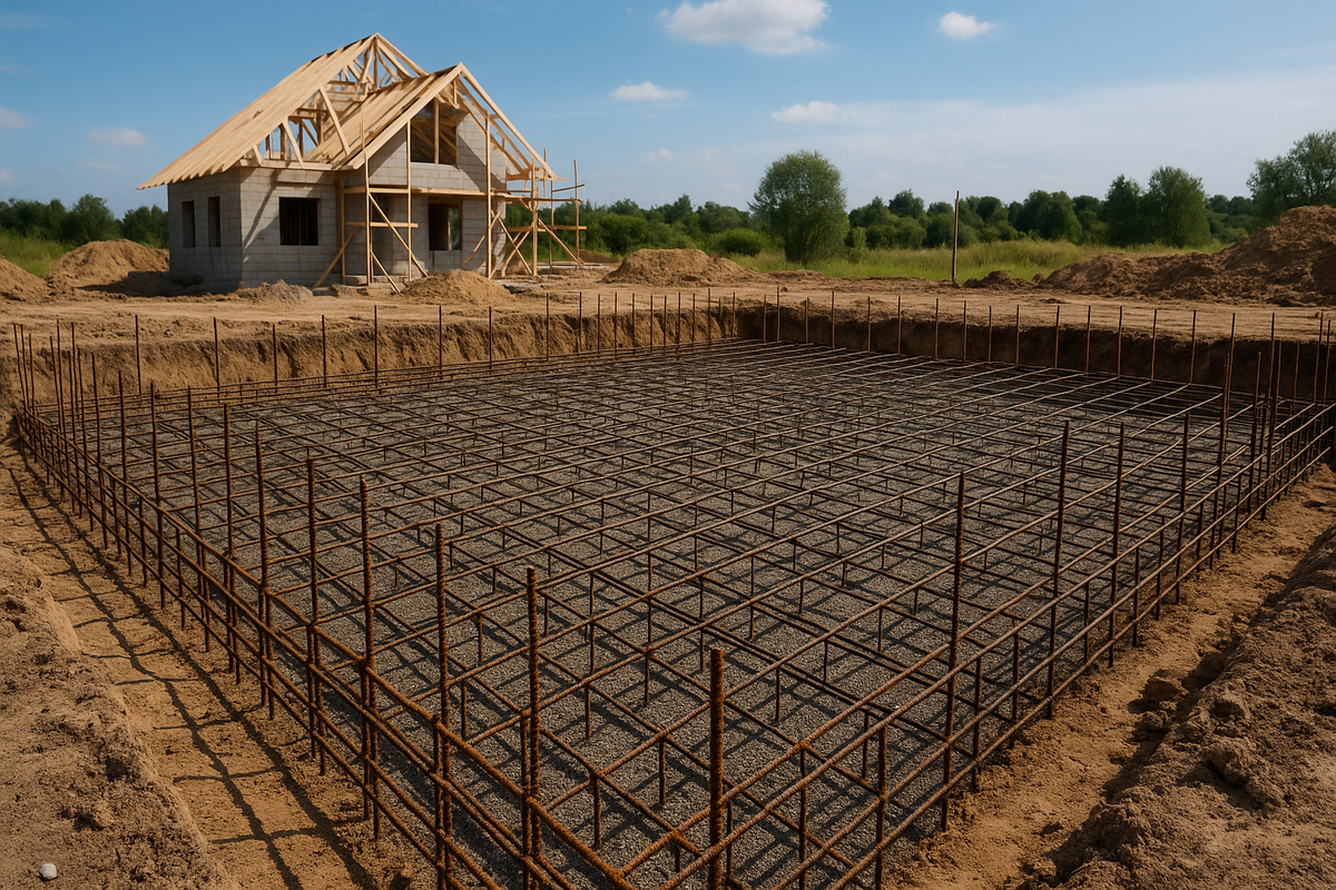 Фундаемент с сваренной арматурой