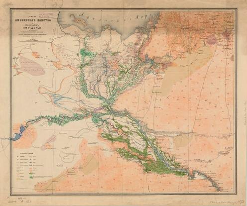 Карта Хивинского ханства и низовьев Амударьи, составленная русскими военными во второй половине XIX века