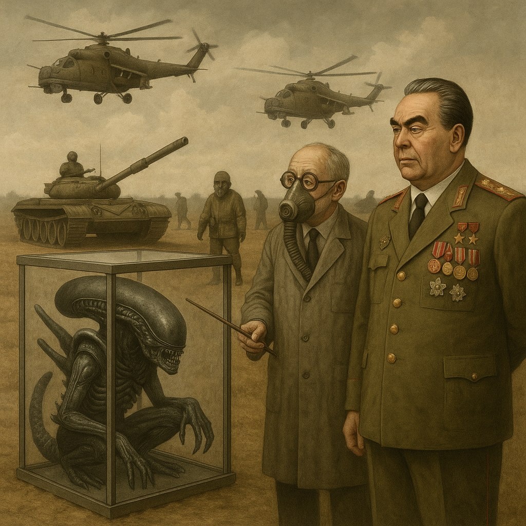 Брежневу показывают молодую особь Чужого