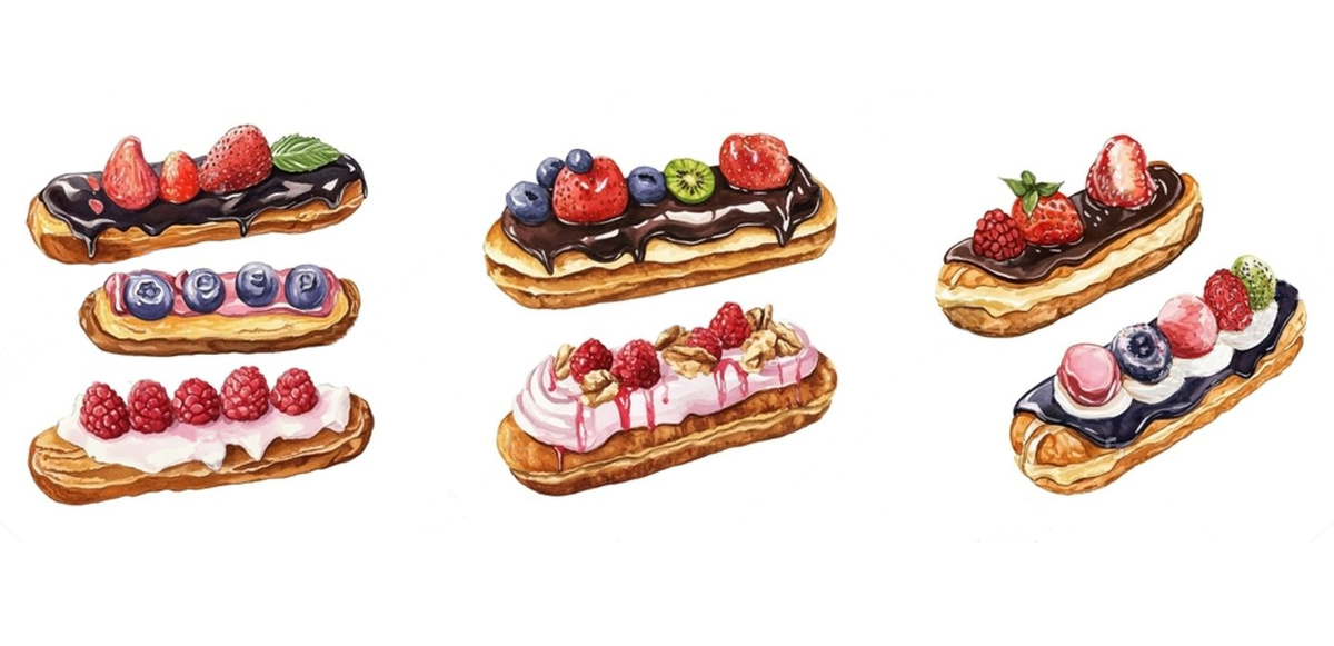 Éclair - в переводе с французского "Молния". Такое название было дано, потому что съедались пирожные молниеносно.