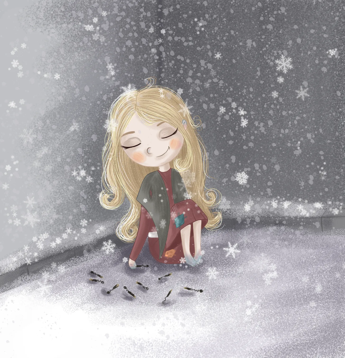 Девочка со спичками. Иллюстрация Марии Ульяновой к одноименной сказке Ханса Кристиана Андерсена
