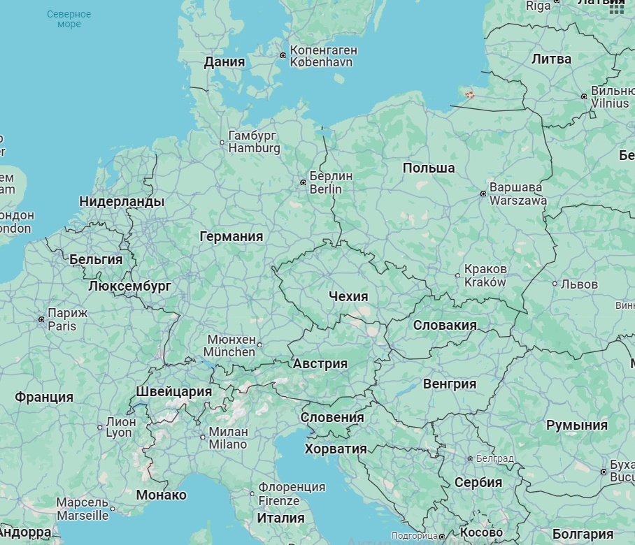 Кёнигсбергщина на мапе Европы