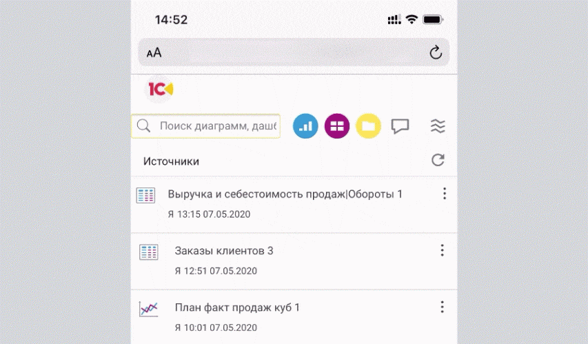 Мобильный интерфейс 1С:Аналитика