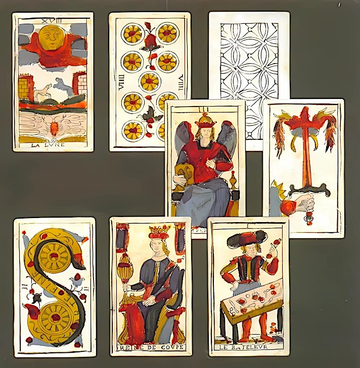 Карты игральные, Тарок, Италия 18 в. Картон, бумага, гравюры на дереве 