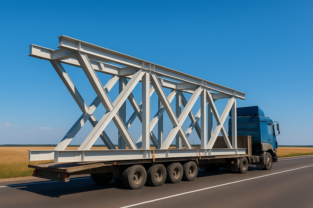 Перевозка длинных металлических балок