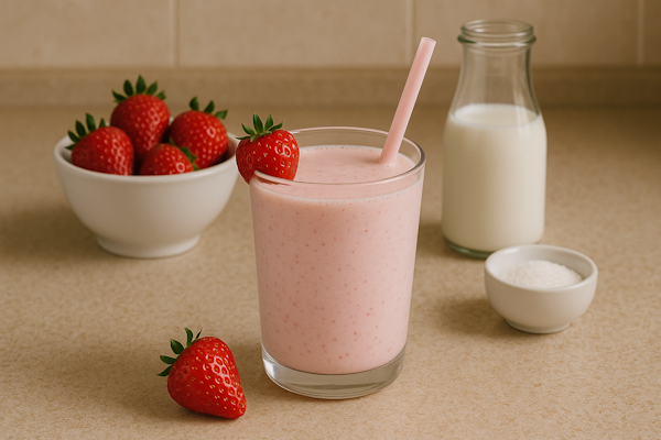 Клубничный молочный коктейль