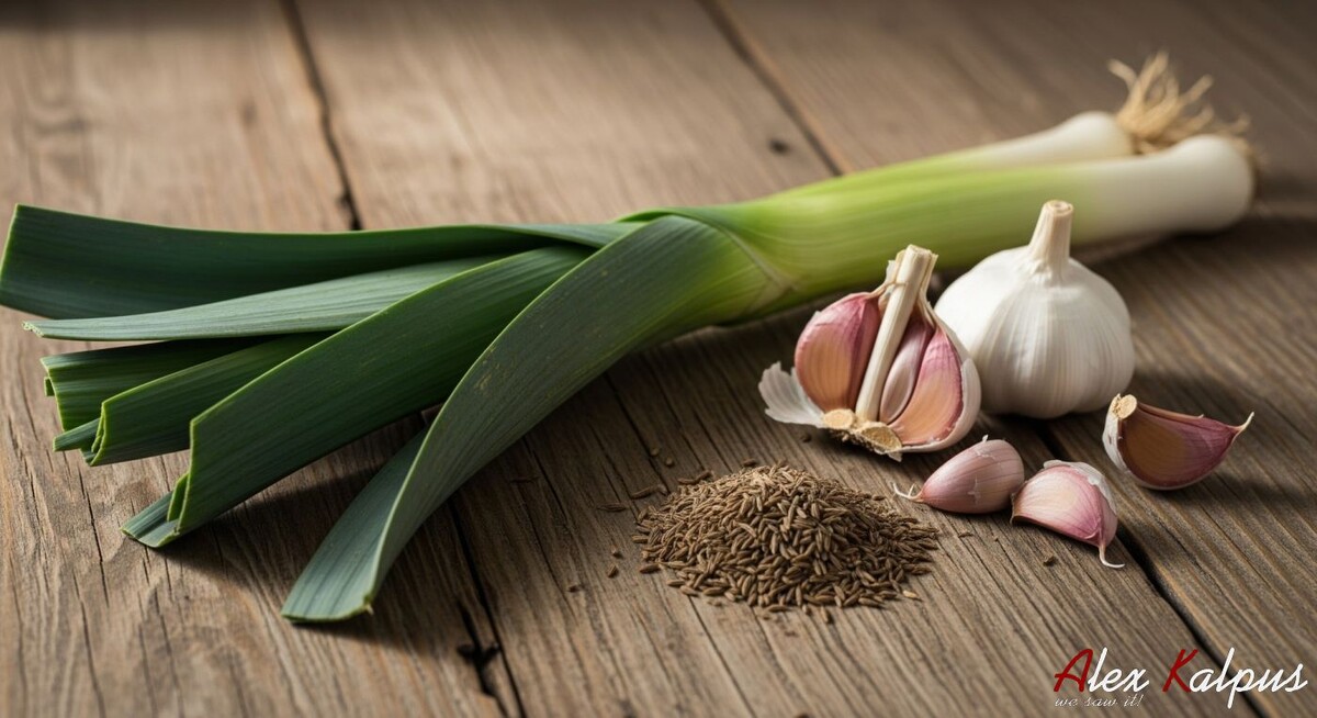 Рецепт праси нигвзит (პრასი ნიგვზით), - переводится как "Лук-порей с грецкими орехами". Грузия