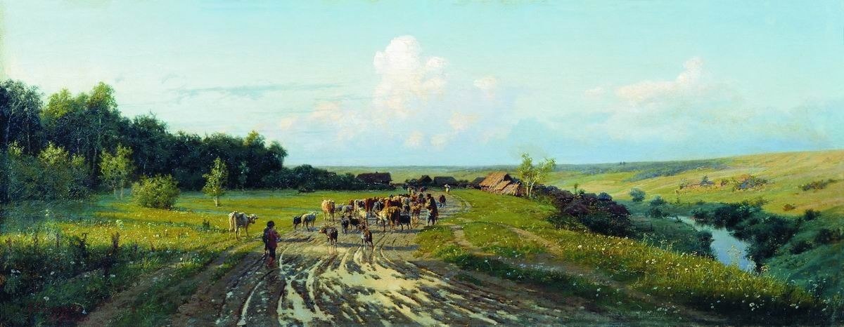 "Возвращение стада. Вечер". 1882 год.