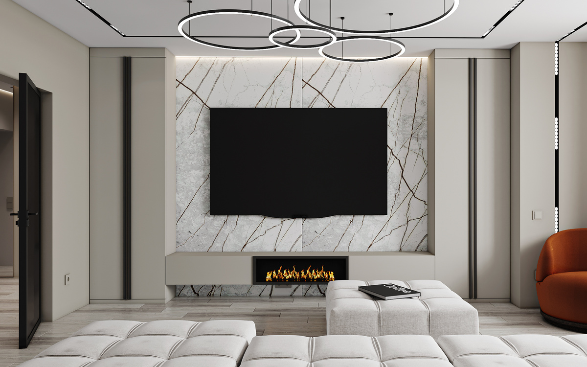 Интерьер гостиной из нашего проекта трёхкомнатной квартиры 85 м2 в Москве