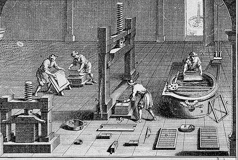 Бумажная мельница. Отливка, сушка и прессование бумаги