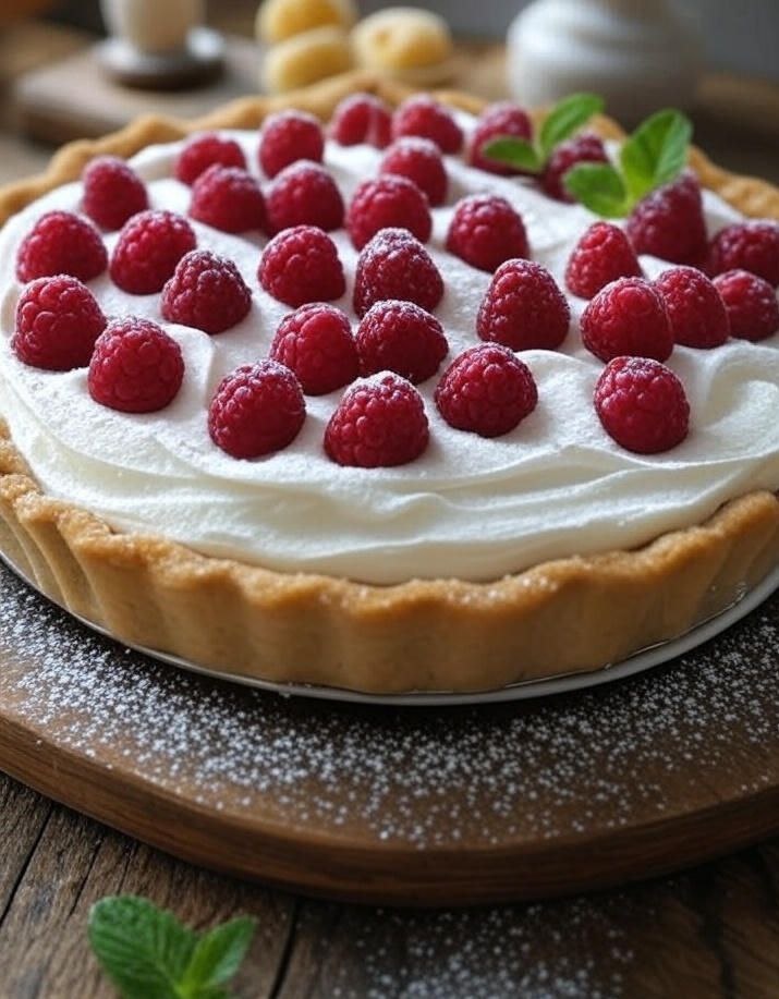 Малиновый пирог с кремом маскарпоне