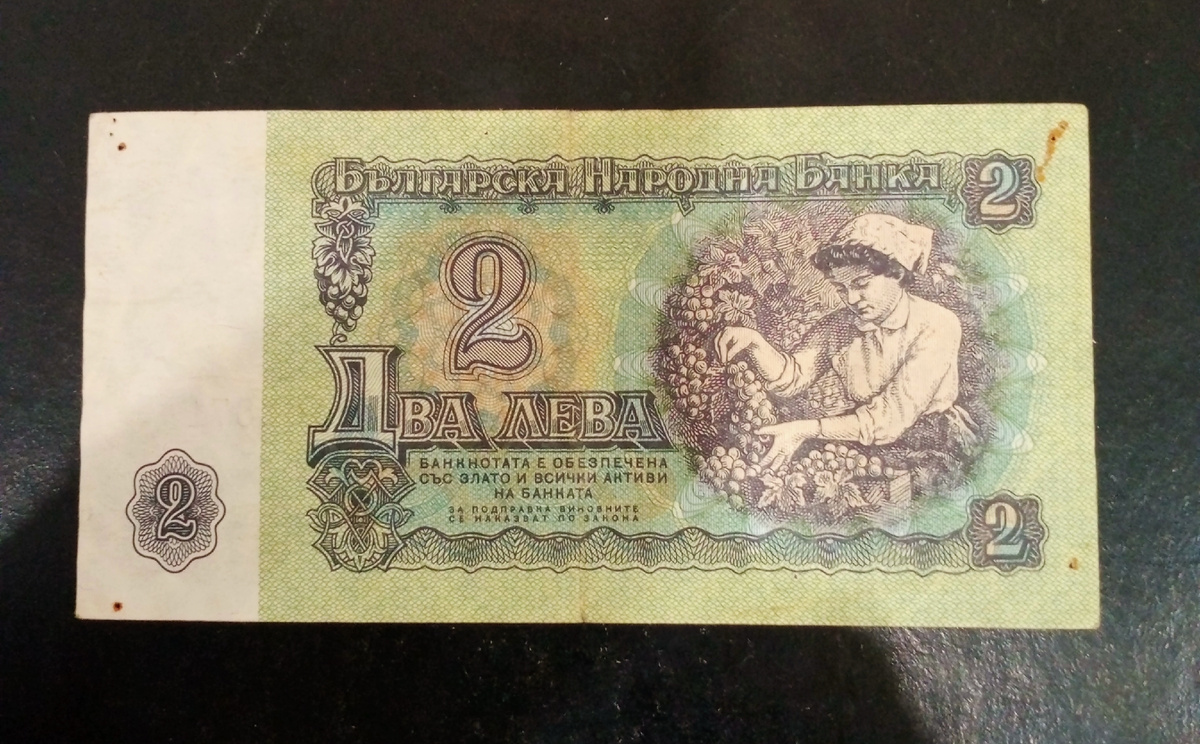 Оборотная сторона банкноты 2 лева 1974г.НРБ.