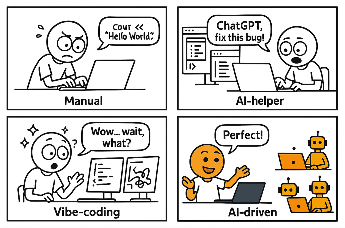 Четыре уровня владения ИИ-разработкой https://llmstart.ru