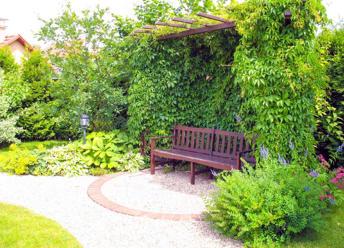 Лавочка в саду