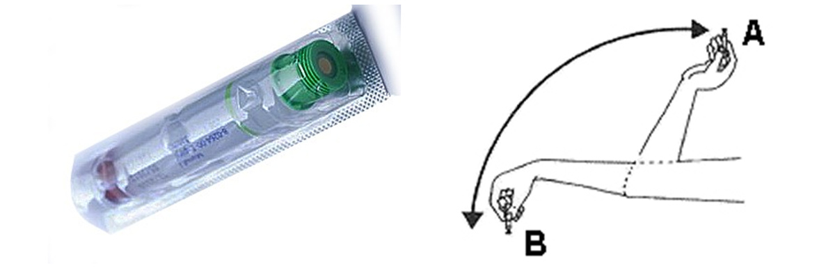 Рисунок 23. Всегда тщательно, равномерно и одинакого перемешивайте инсулин в картридже.