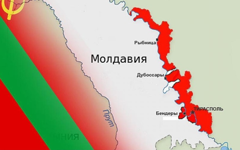Приднестровье на карте. отмечено красным.