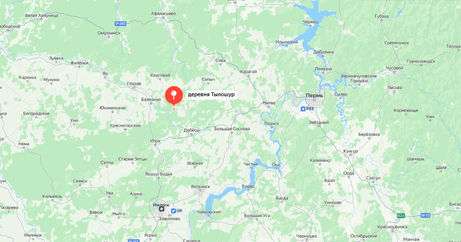 Деревня Тылошур, Удмуртская республика. Карта