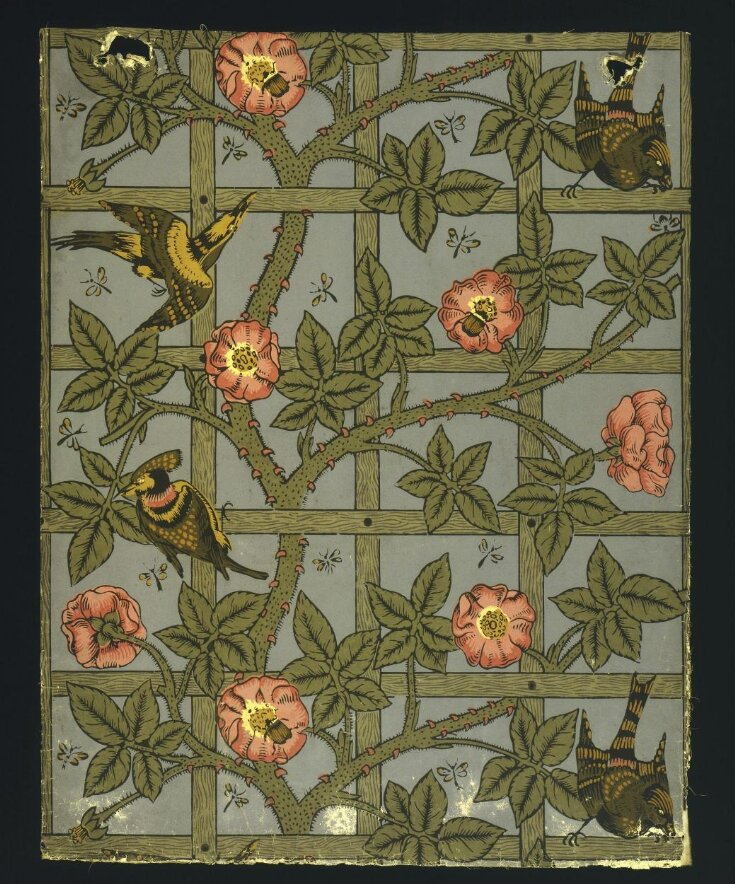 Уильям Моррис. “Решетки”, 1864 г. Ранние обои  Морриса содержали мышьяк. Источник изображения: https://jvc.oup.com/2023/12/14/arsenic-and-old-wallpapers/